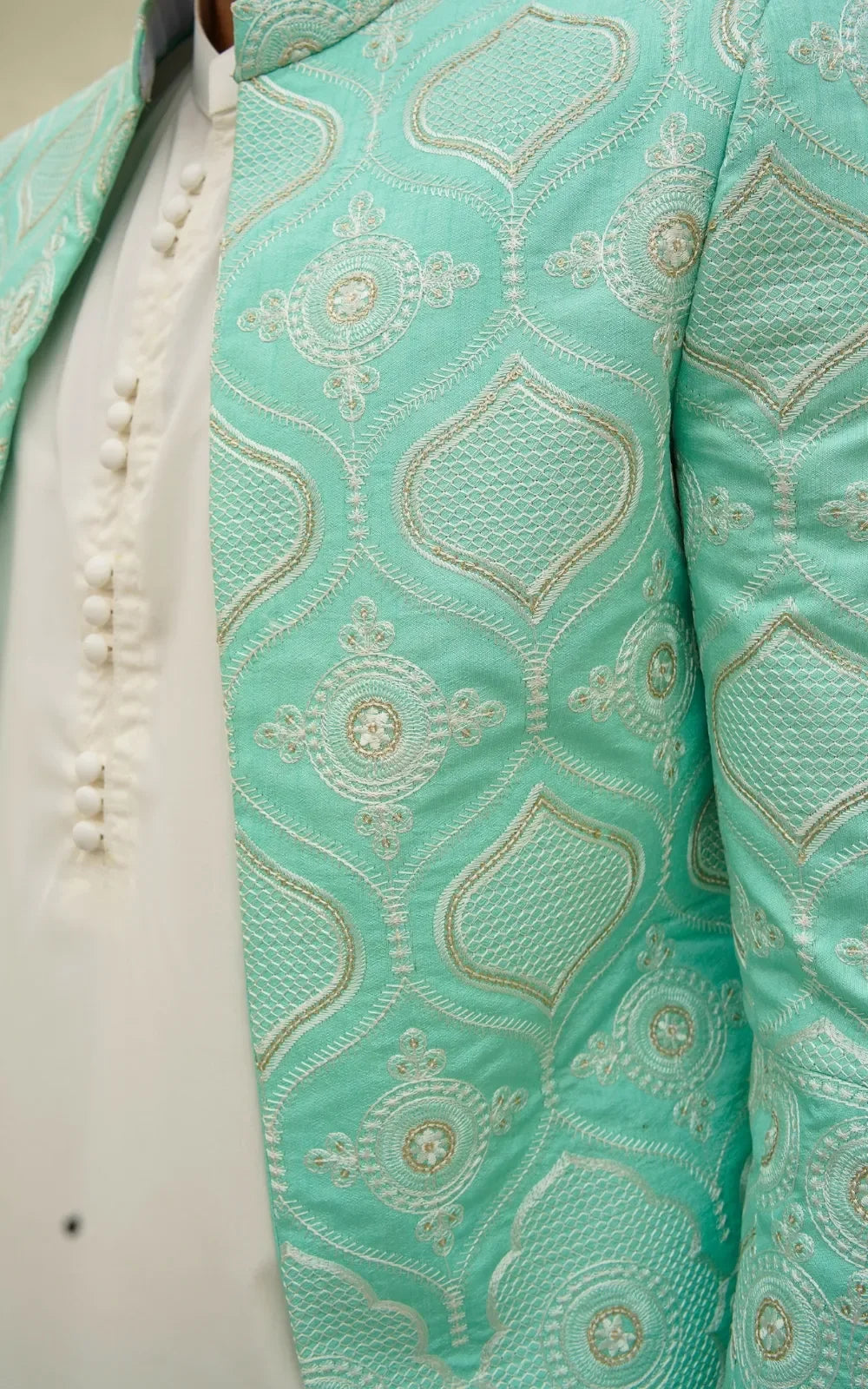 Silk Embroidered Open Coat for Men – Luxury Festive Wear