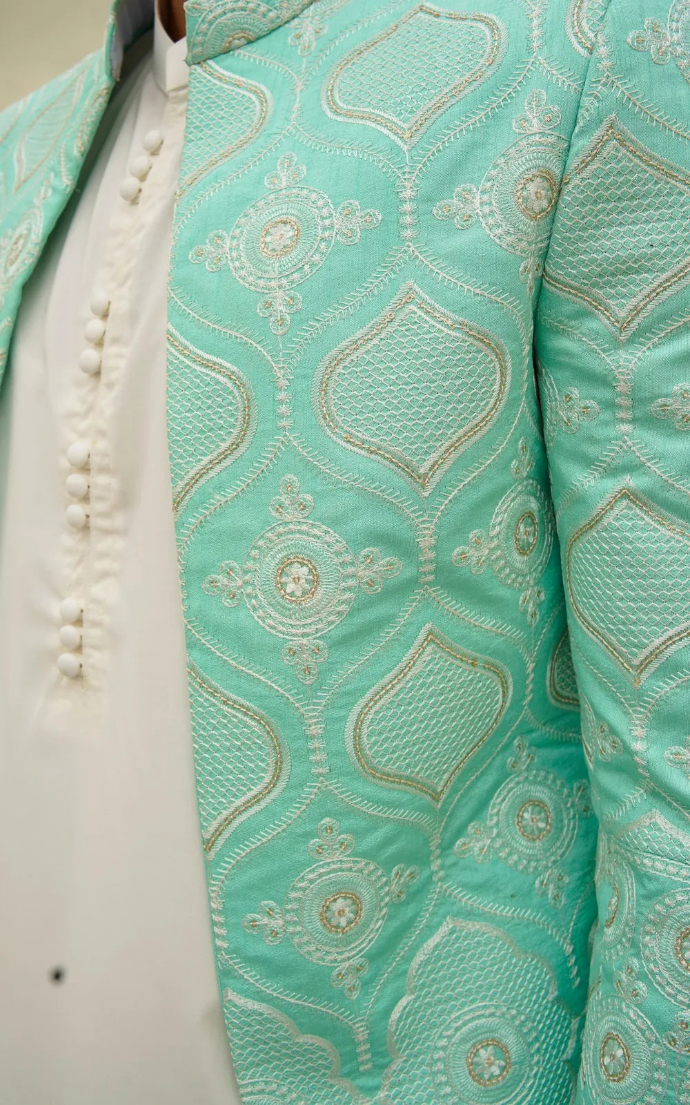 Silk Embroidered Open Coat for Men – Luxury Festive Wear