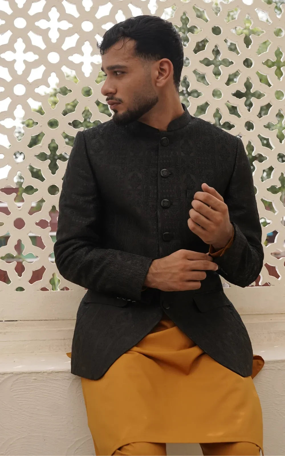 Black Jacquard Prince Coat