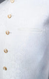 White Self Embossed Jamawar Waistcoat