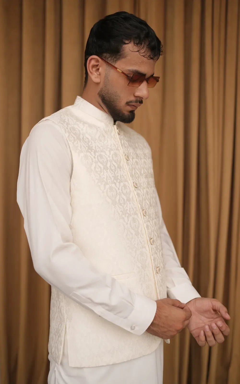 Cream Patterned Waistcoat