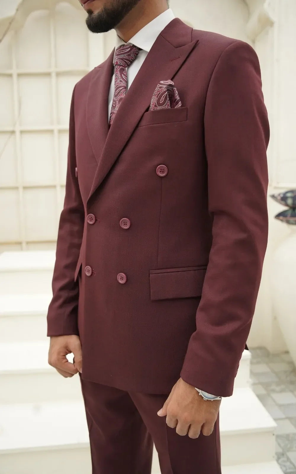 Burgundy Double Breasted Suit