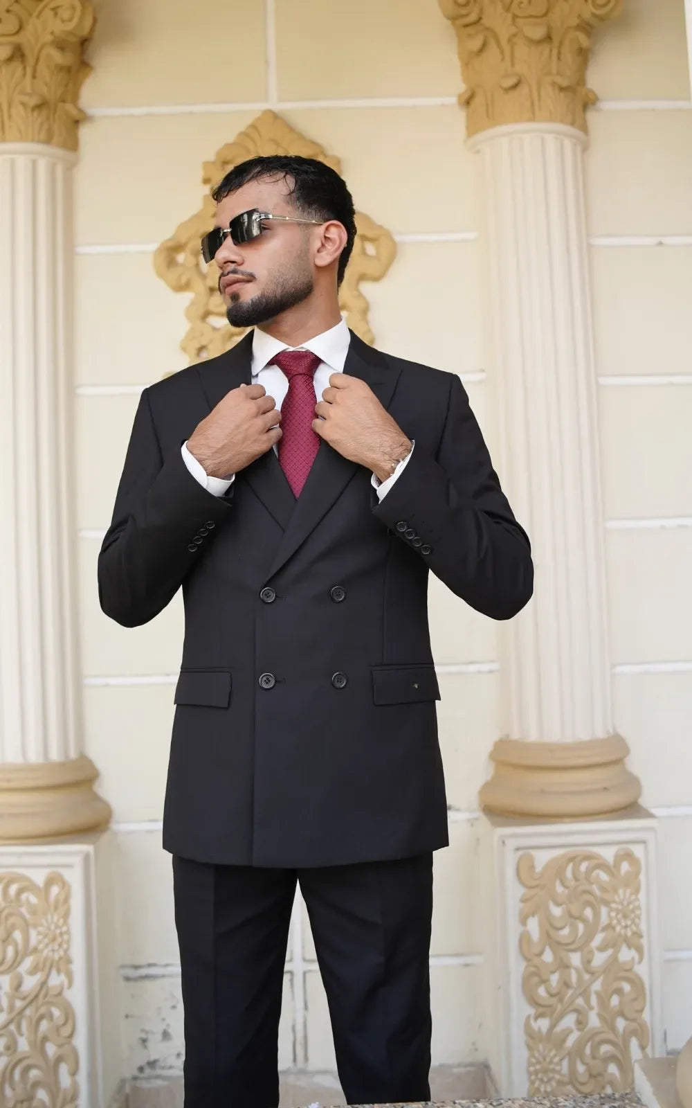 Charcoal Black Double Breasted Suit