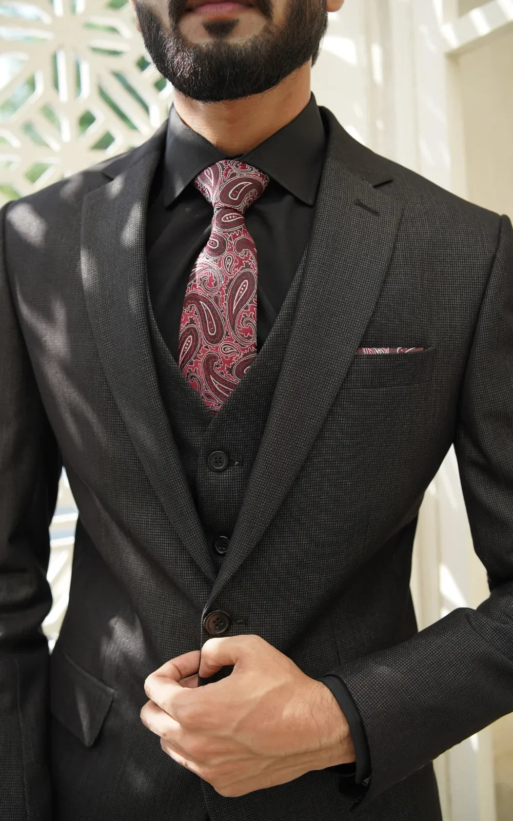 Jet Black Three Piece Suit