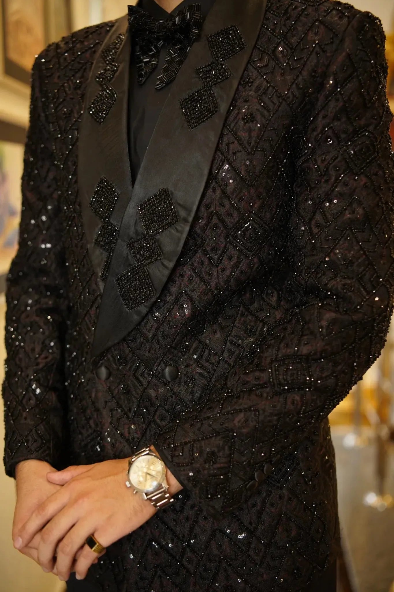 Imperial Noir Hand-Embellished Tuxedo Suit