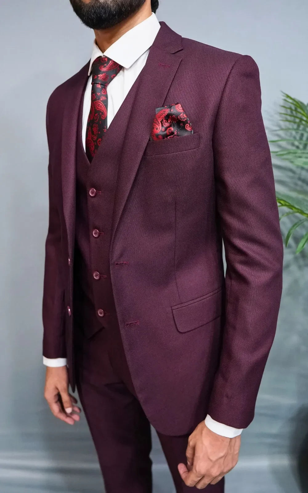 Maroon Three Piece Suit