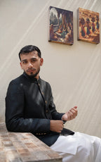 Black Jacquard Patterned Formal Prince Coat