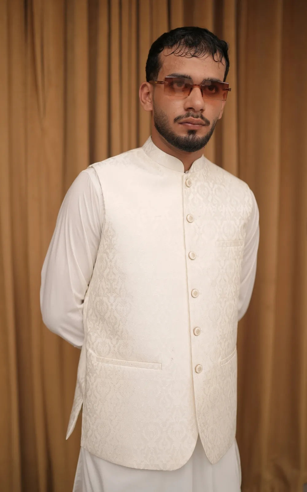 Cream Patterned Waistcoat