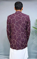 Plum Embroidered Open Coat