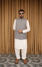 Dove Grey Textured Waistcoat