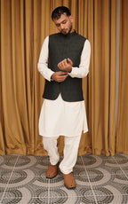 Charcoal Grey Patterned Waistcoat