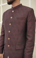Royal Maroon Textured Prince Coat