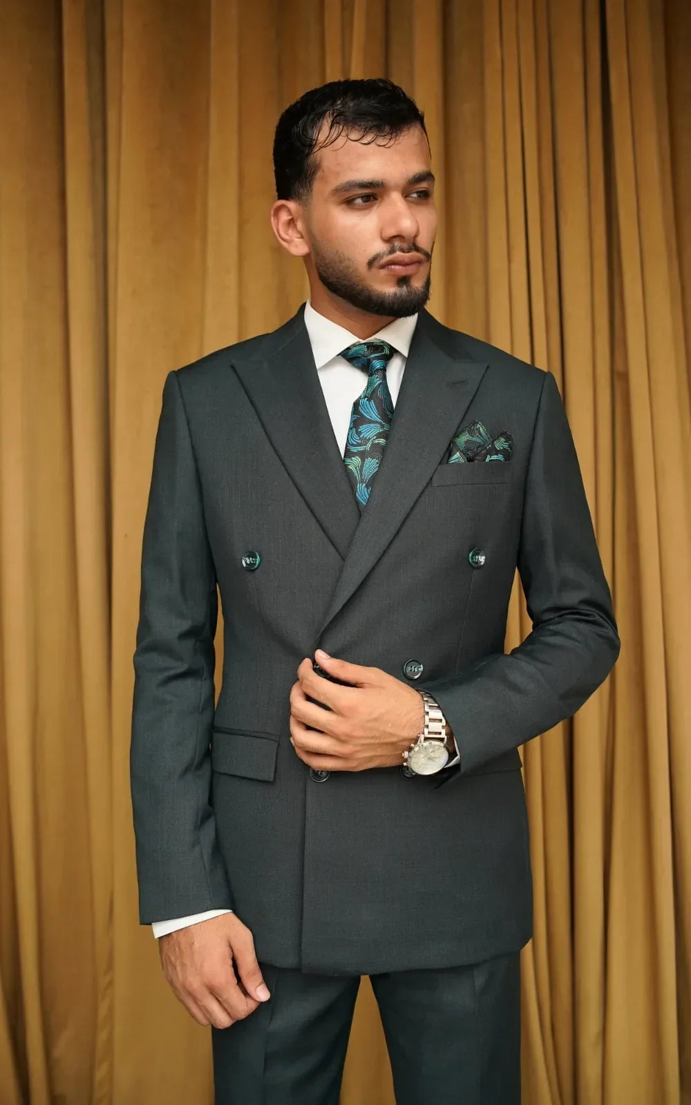 Midnight Green Double Breasted Suit