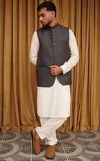 Charcoal Grey Textured Waistcoat