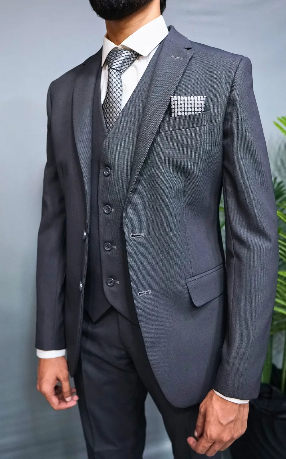 Graphite Sovereign Three-Piece Formal Suit for Men