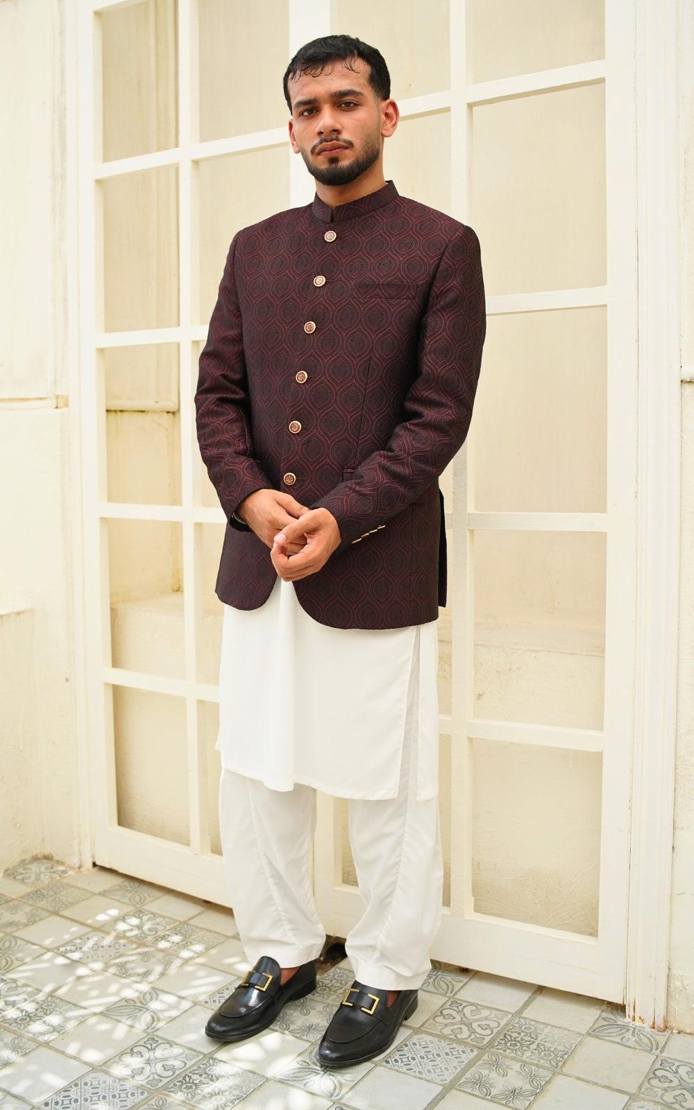 Self Embossed Jamawar Coat