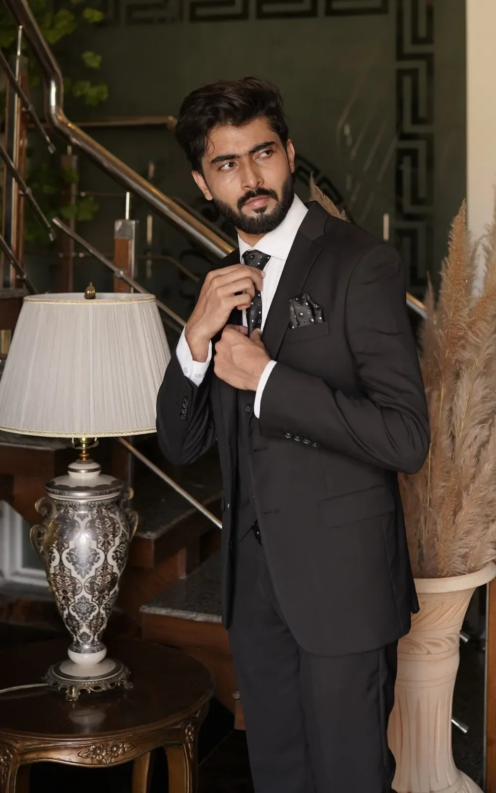 Pure Black Three Piece Suit