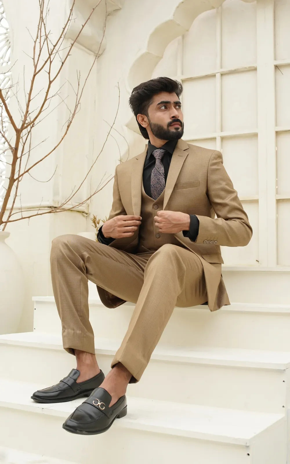 Camel Brown Three Piece Suit