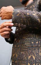 Black & Gold Patterned Prince Coat