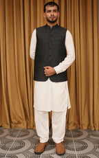 Charcoal Grey Patterned Waistcoat