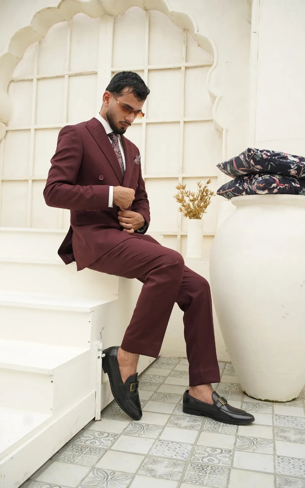 Royal Merlot Double-Breasted Suit