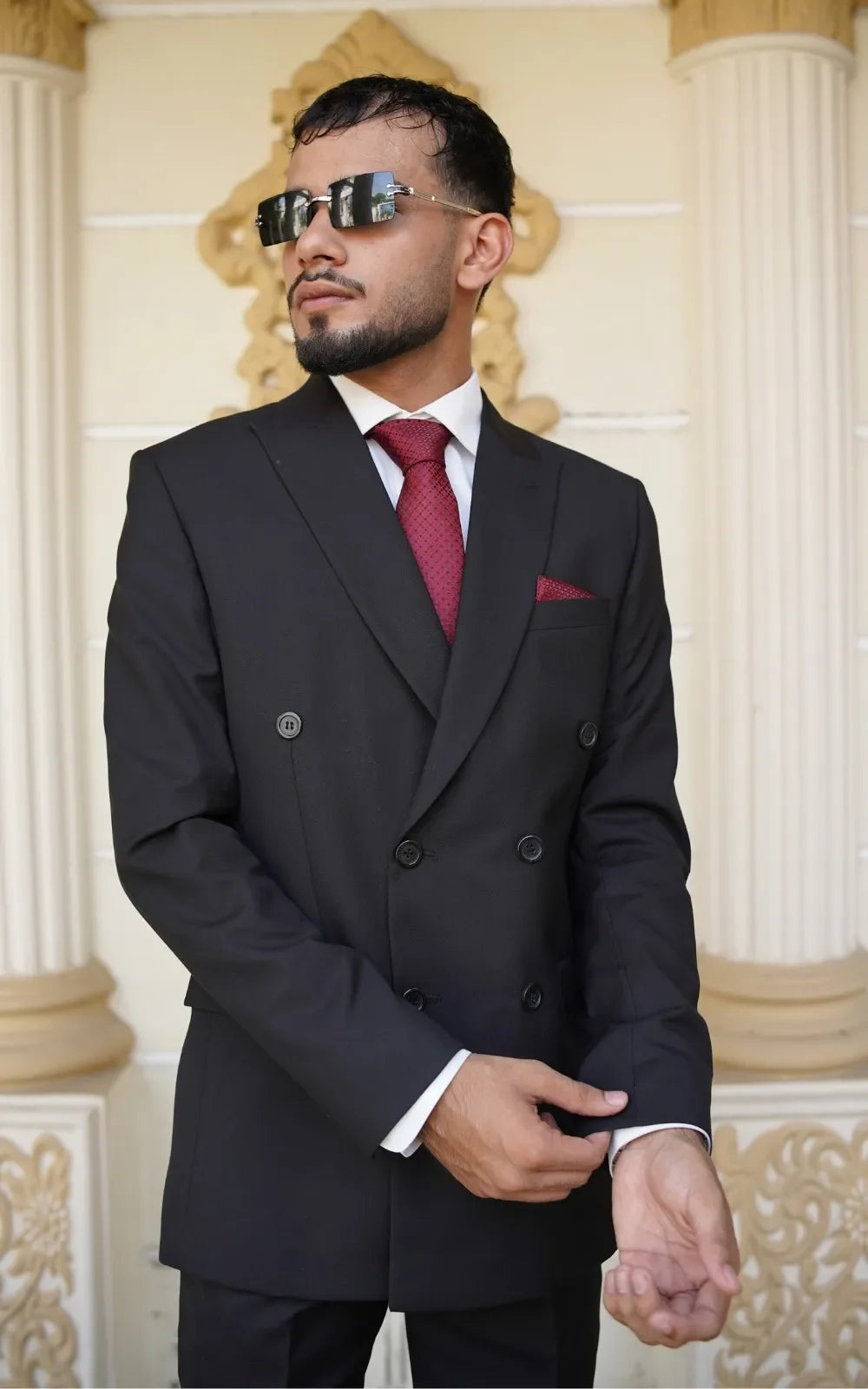 Charcoal Black Double Breasted Suit