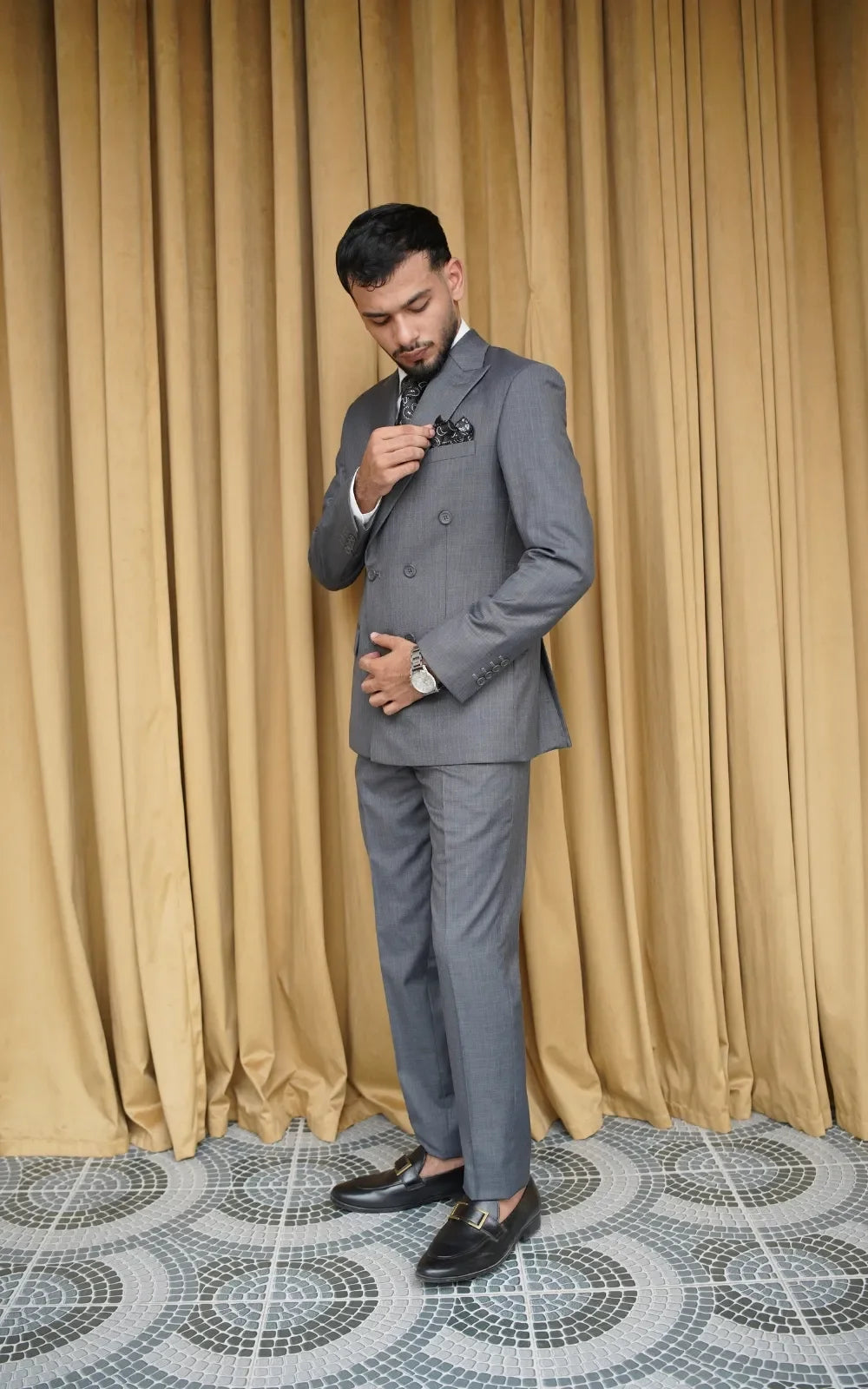 Grey Double Breasted Suit