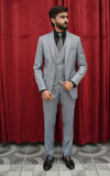 Men Slim Fit Three Piece Suit in Worsted Grey