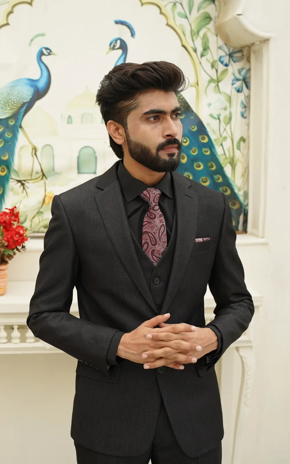 Jet Black Three Piece Suit