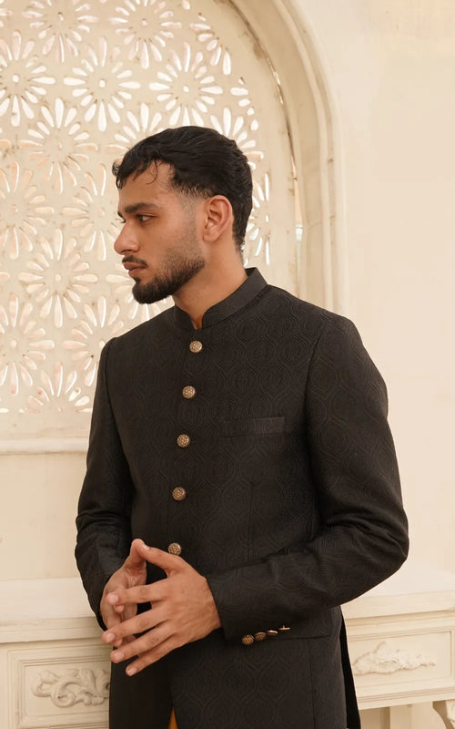 Black Geometric Prince Coat