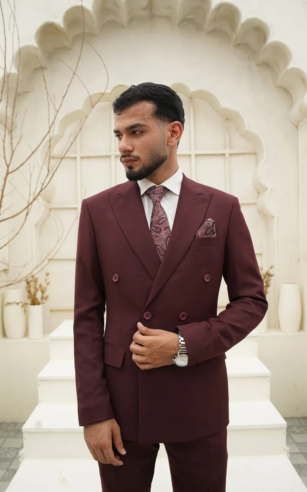 Royal Merlot Double-Breasted Suit