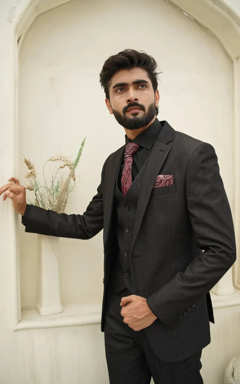 Jet Black Three Piece Suit