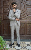 Men Slim Fit Three Piece Suit in Smoke Grey
