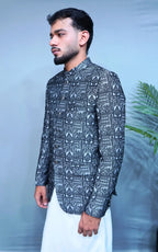Grey & Black Patterned Prince Coat
