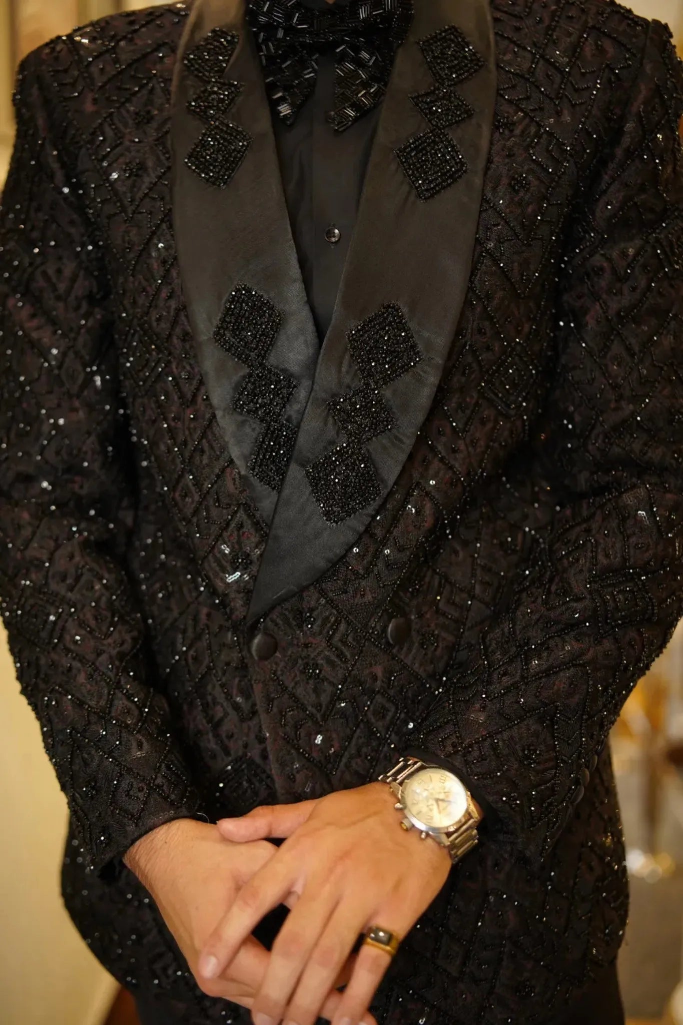 Imperial Noir Hand-Embellished Tuxedo Suit