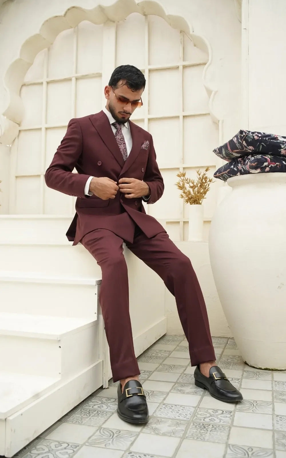 Burgundy Double Breasted Suit