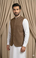 Walnut Brown Textured Waistcoat