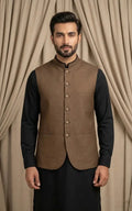 Walnut Brown Textured Waistcoat Last Option