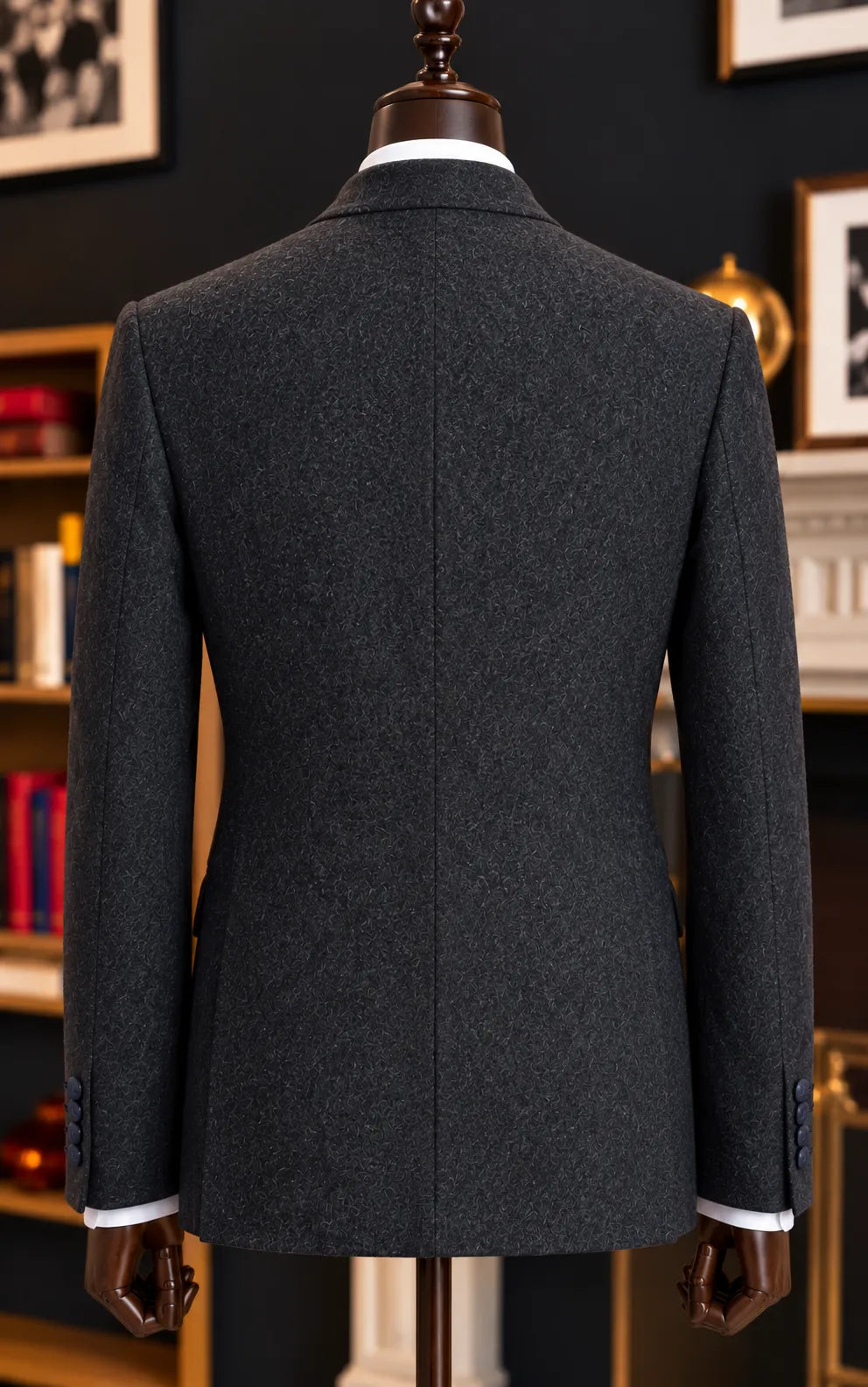 Charcoal Grey Tweed Wool Casual Coat Last Option