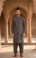Blush Grey Shalwar Kameez with Waistcoat