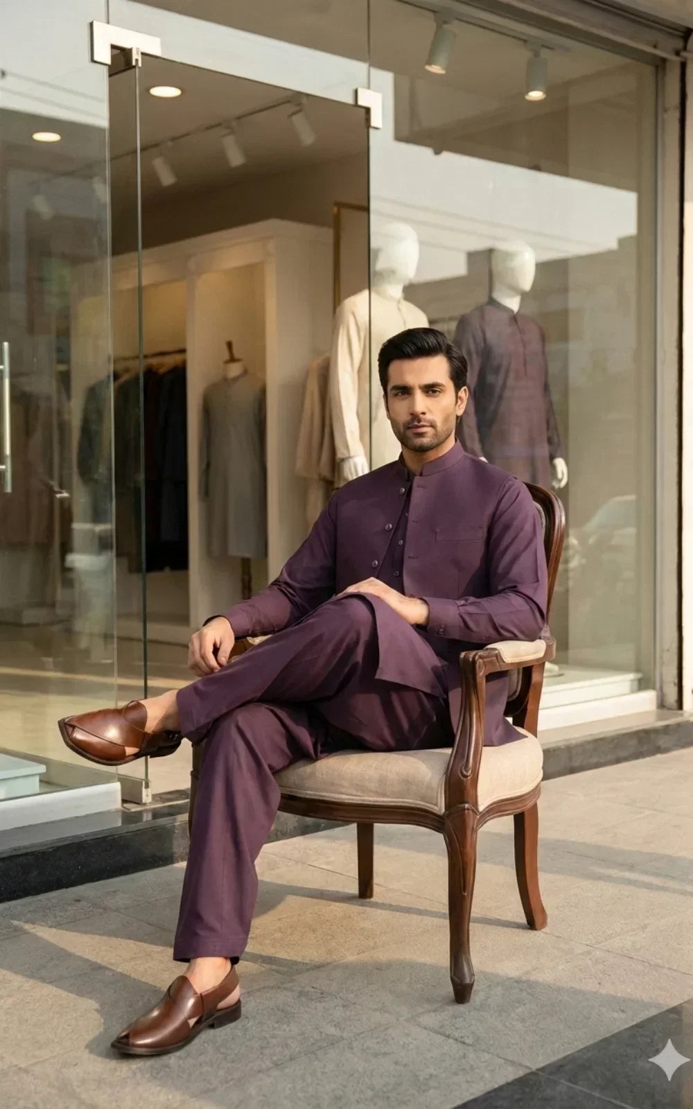 Burgundy Purple Shalwar Kameez with Waistcoat