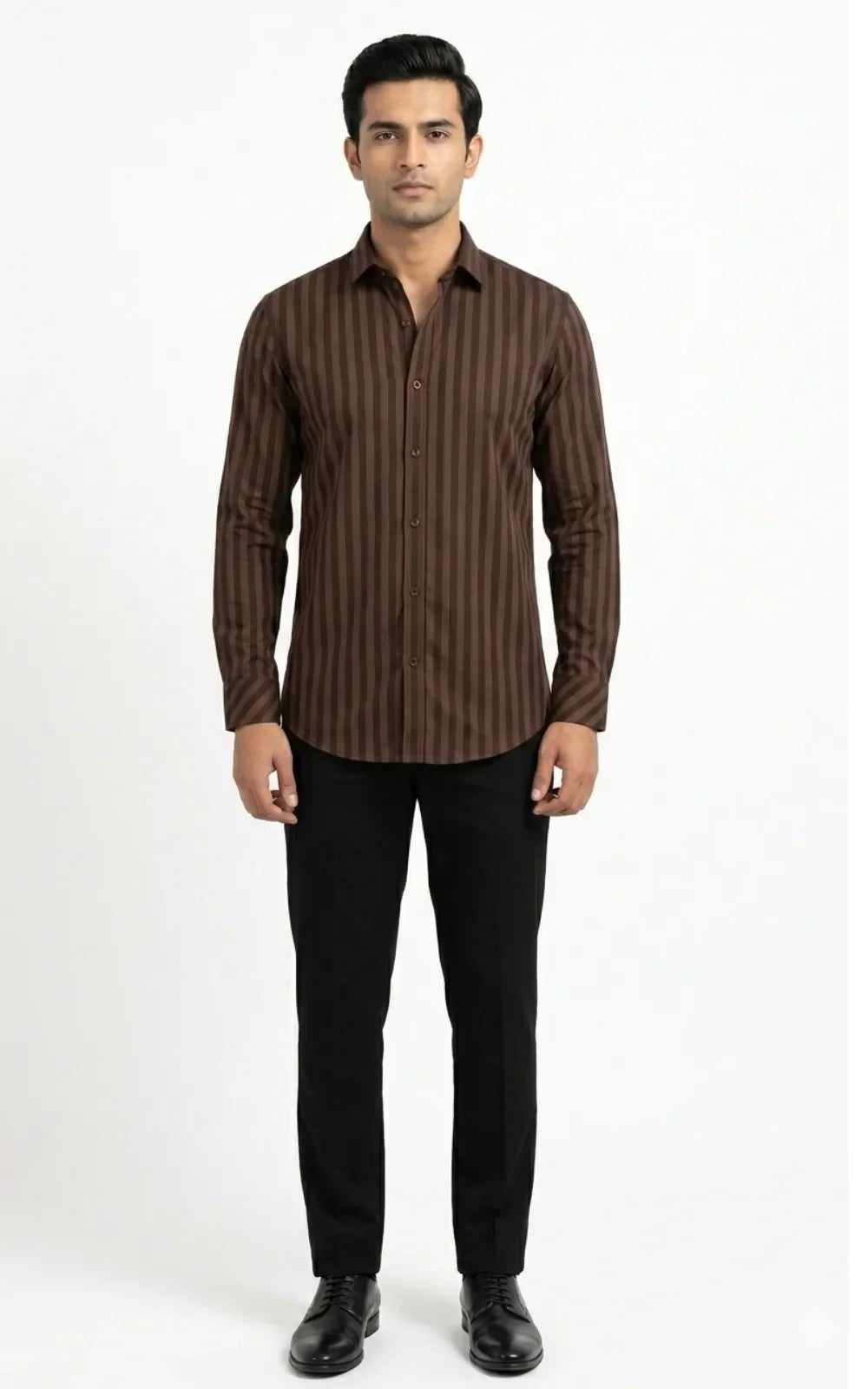 Chocolate Brown Striped Casual Shirt