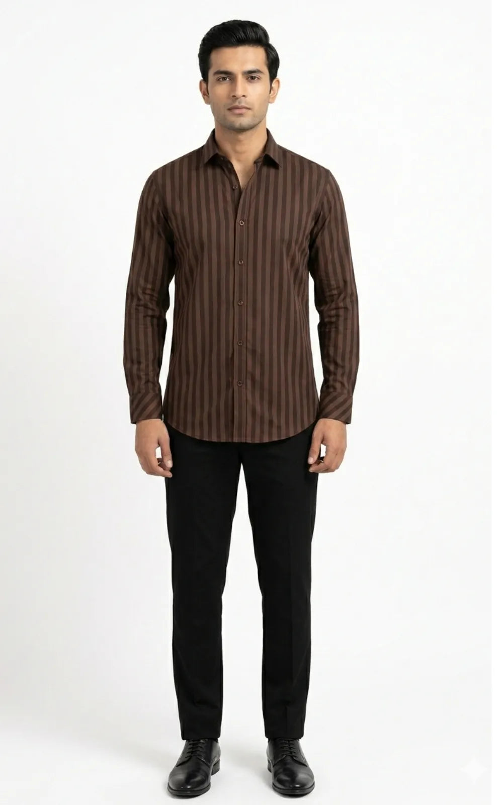 Chocolate Brown Striped Casual Shirt