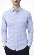 Light Blue Micro-Check Casual Shirt