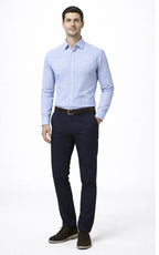 Light Blue Micro-Check Casual Shirt