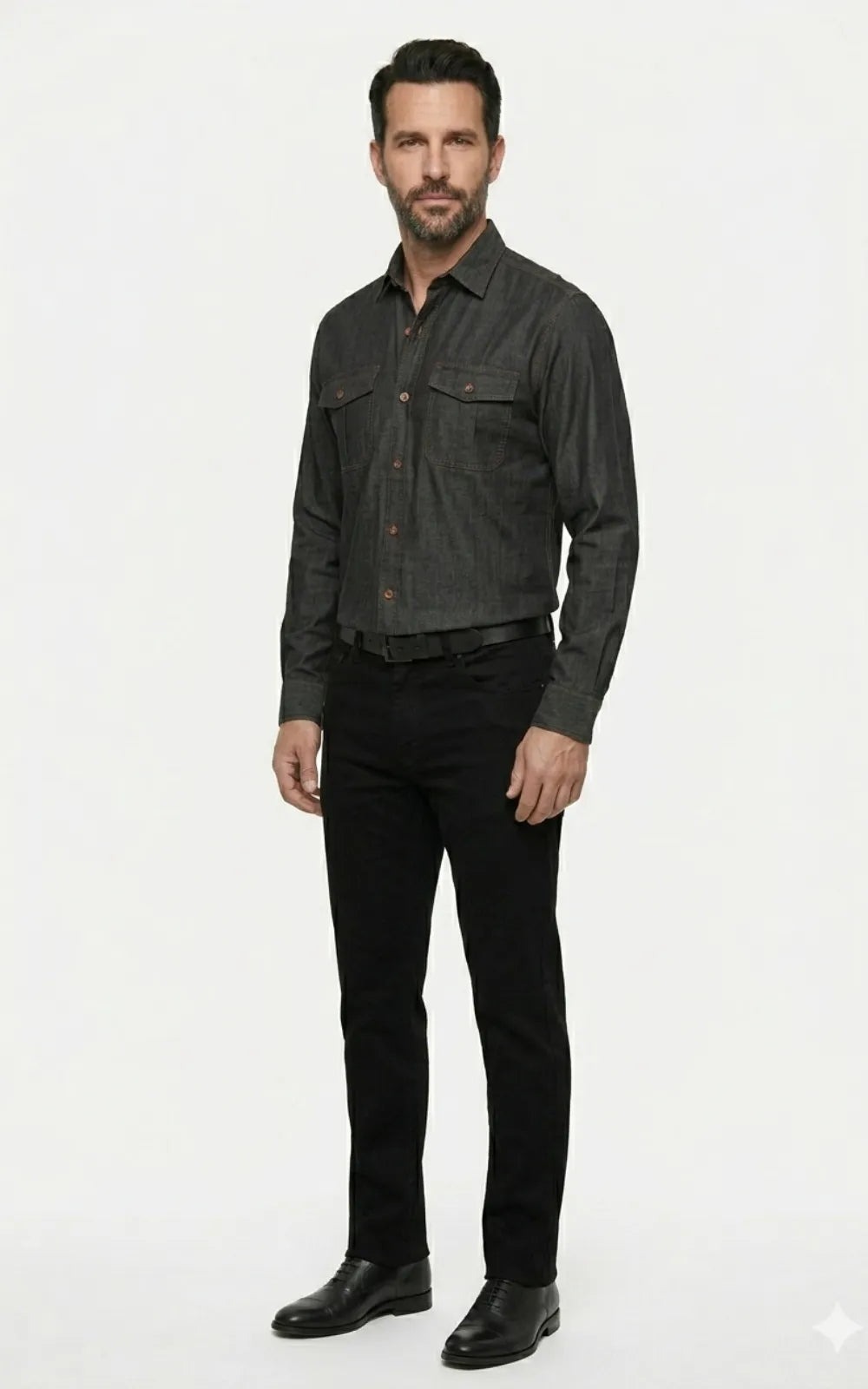 Charcoal Black Casual Denim Shirt