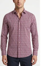 Maroon & White Micro-Check Casual Shirt