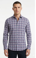 Deep Navy Blue Micro-Check Casual Shirt