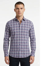 Deep Navy Blue Micro-Check Casual Shirt