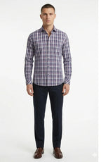 Deep Navy Blue Micro-Check Casual Shirt